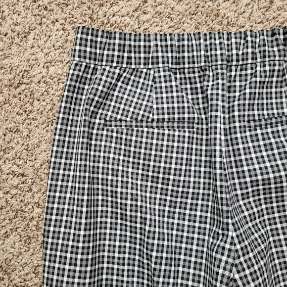 J. Crew Pull On Straight Leg Pants Trousers Check Plaid Black White Size 6 - Picture 6 of 6